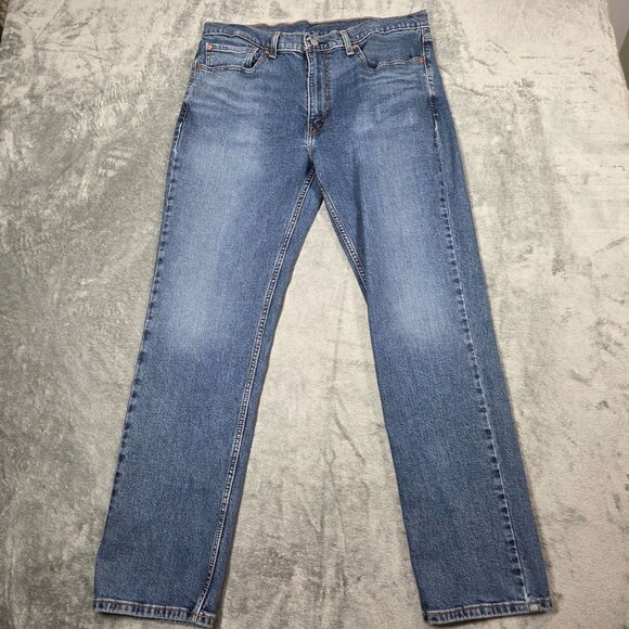 Levis 514 Jeans Mens 36X32 Blue Regular Straight Fit Mid Rise Stretch Denim - Picture 1 of 9